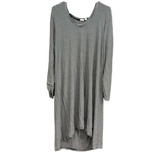 GAP Striped V Neck Long Sleeve Dress‎ Womens Midi Hem Casual Comfy Black White